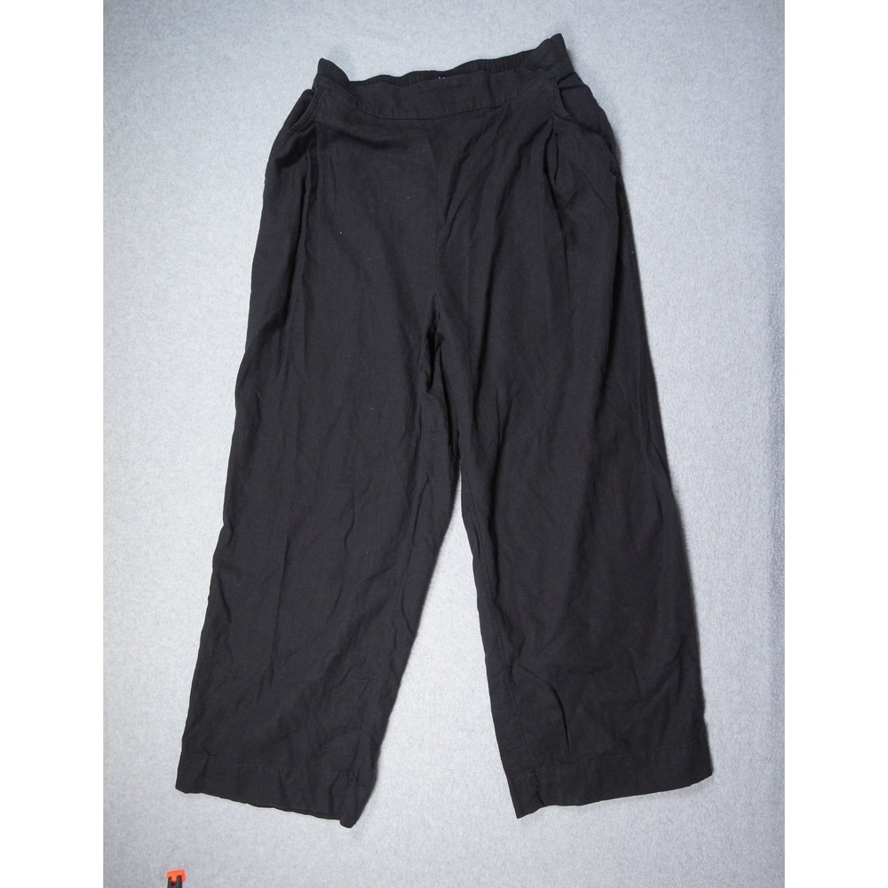 Madewell Pants Womens 2 Black Linen Blend Wide Leg Pull On N0954 Casual